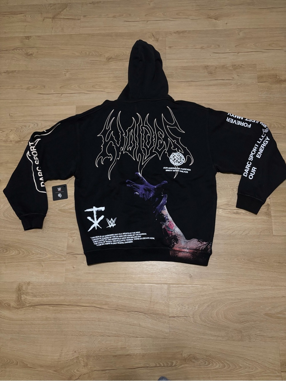 Darc Sport x WWE Black Hoodie with Purple Graphic